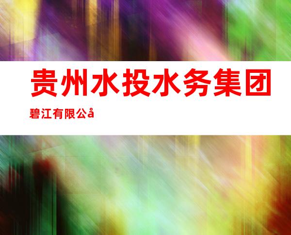 贵州水投水务集团碧江有限公司
